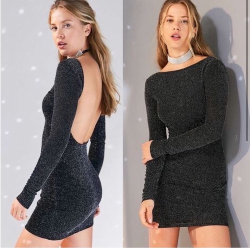 silence + noise glitter body con dress